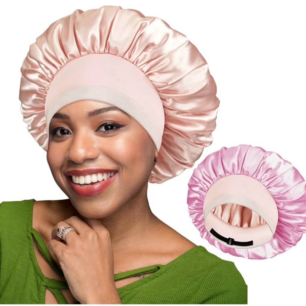 Silky Pink Satin Hair Bonnet